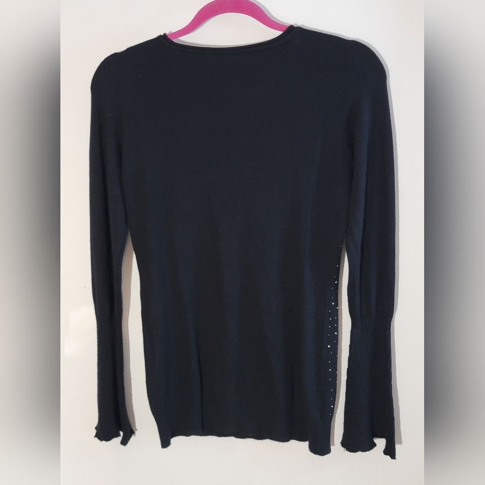 Vila Milano Black Gem Studded Women's Soft Wool Blend Sweater - Picture 7 of 7
